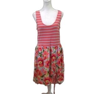 Matilda Jane Size M sleeveless dress. Mixed media stripes floral hi low
